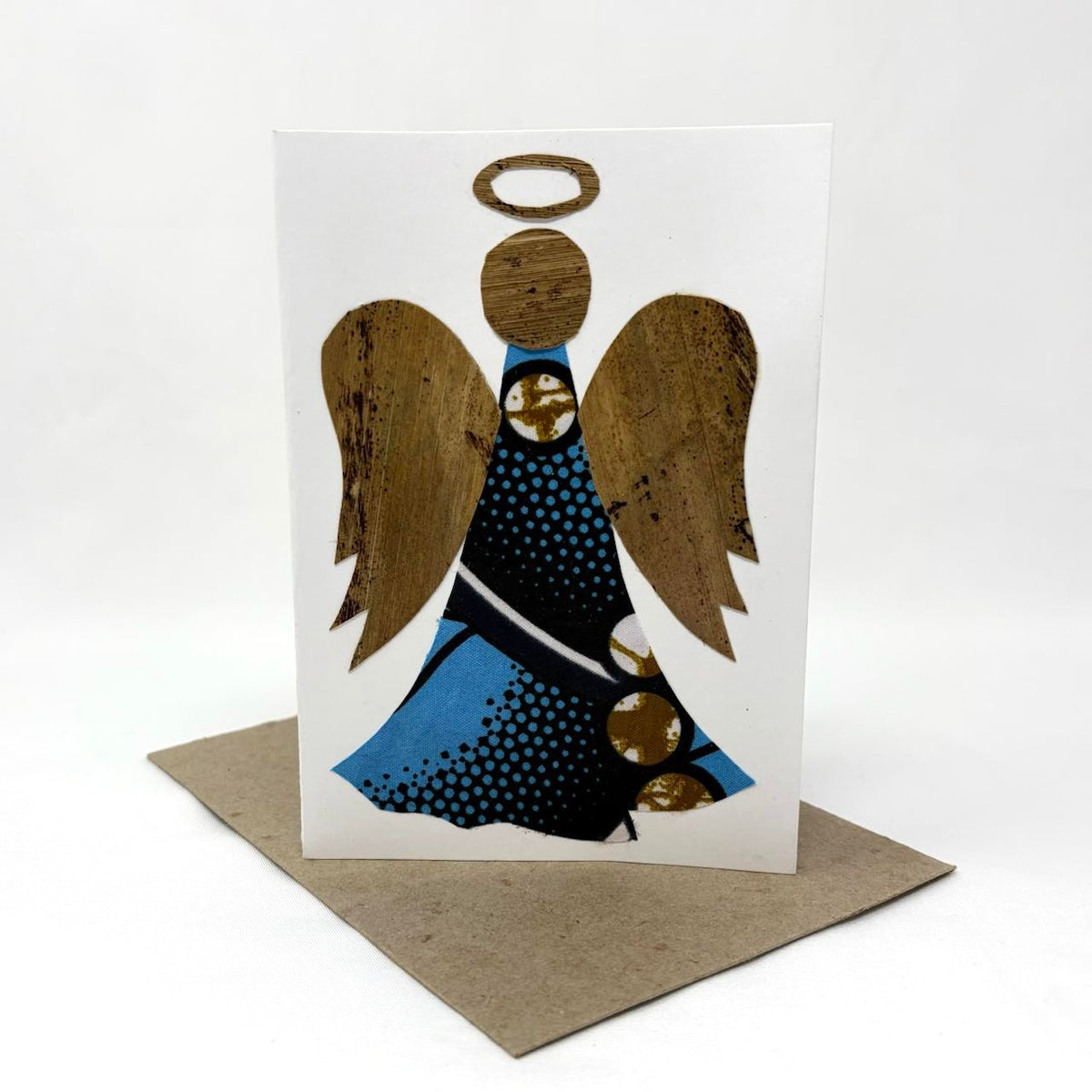 Handcrafted Banana Fiber & Kitenge Angel of Peace Card