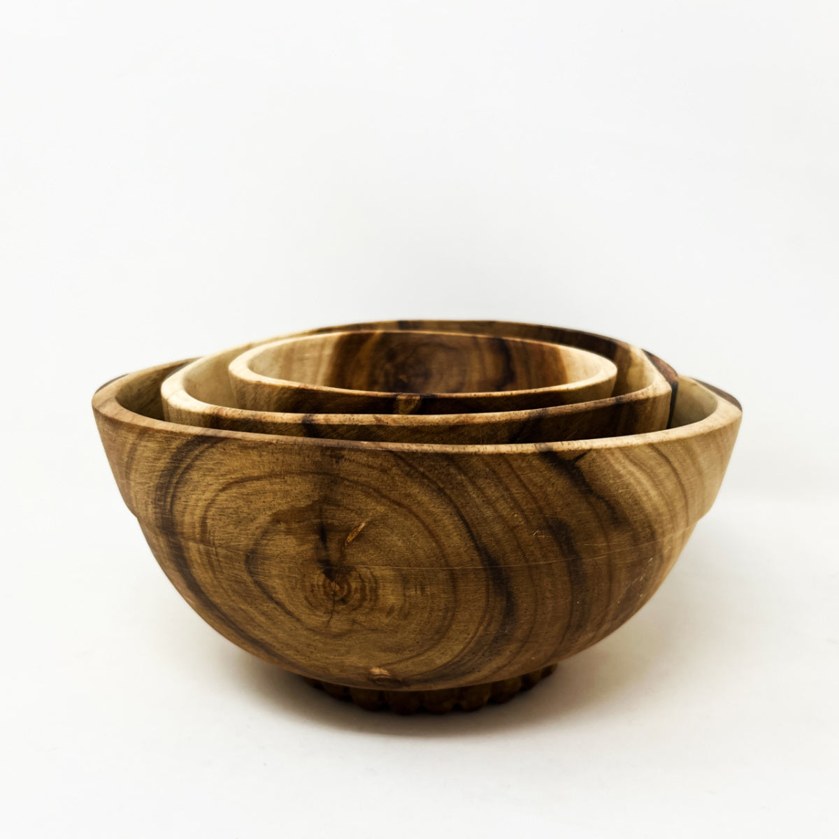 Hand Carved Drew Nesting Bowls- Acacia Wood