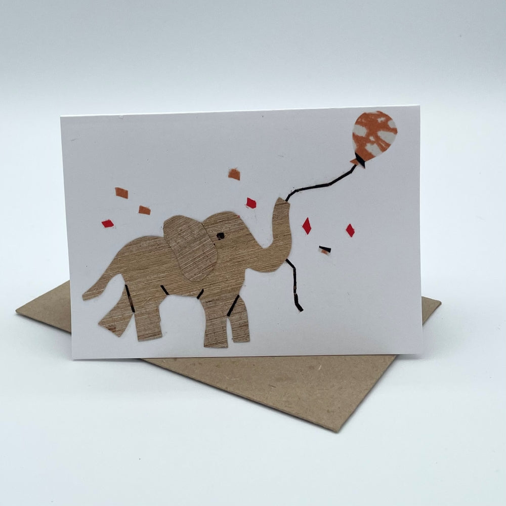 Handcrafted Banana Fiber & Kitenge Elephant Card