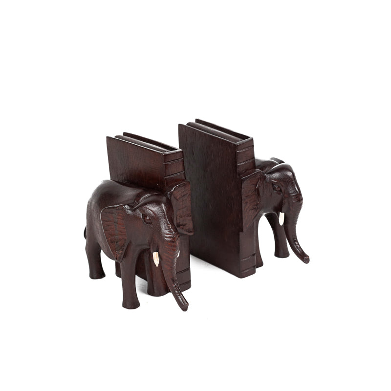Hand Carved Elephant Bookends