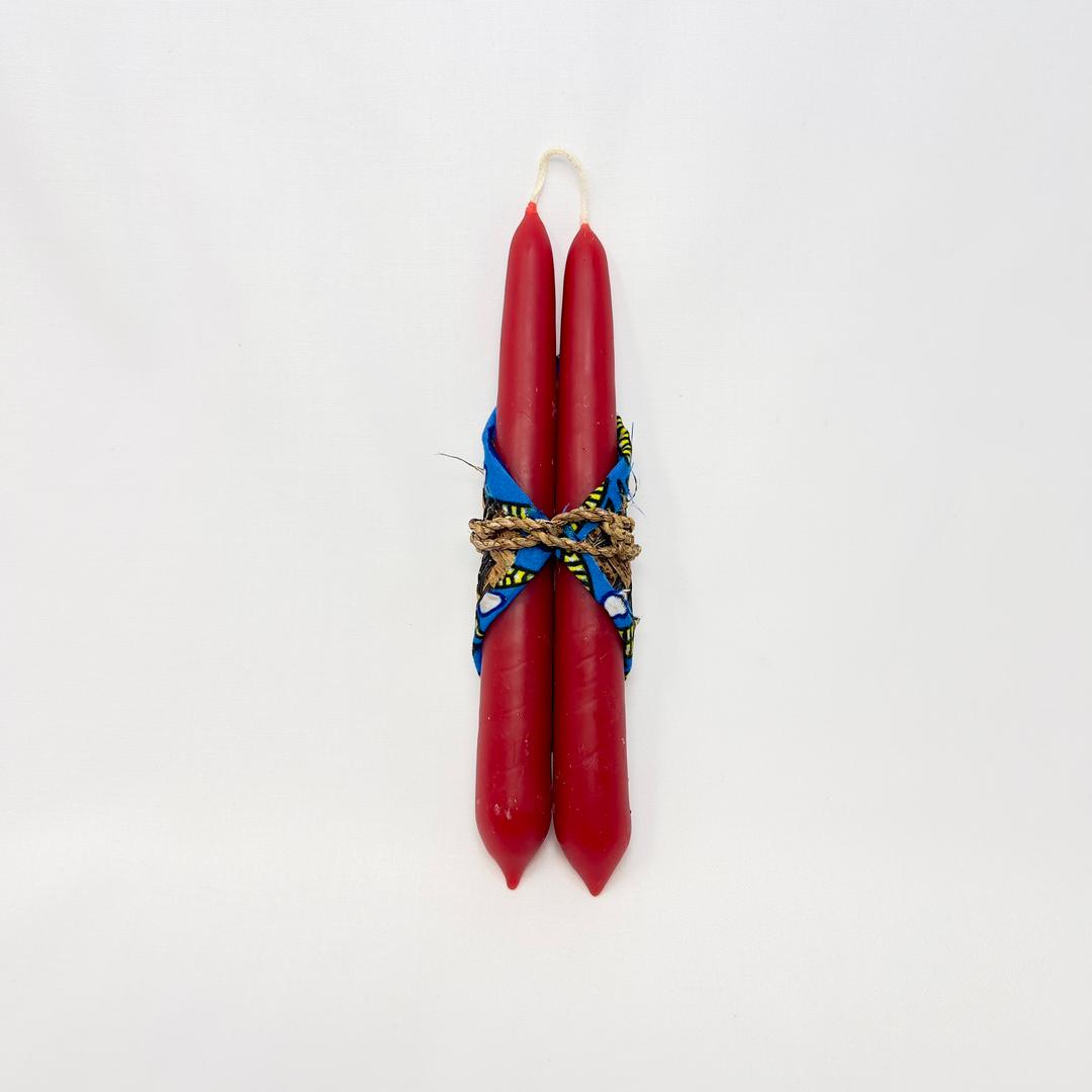 Hand-Dipped Beeswax Candle Pair - Limited Edition Red