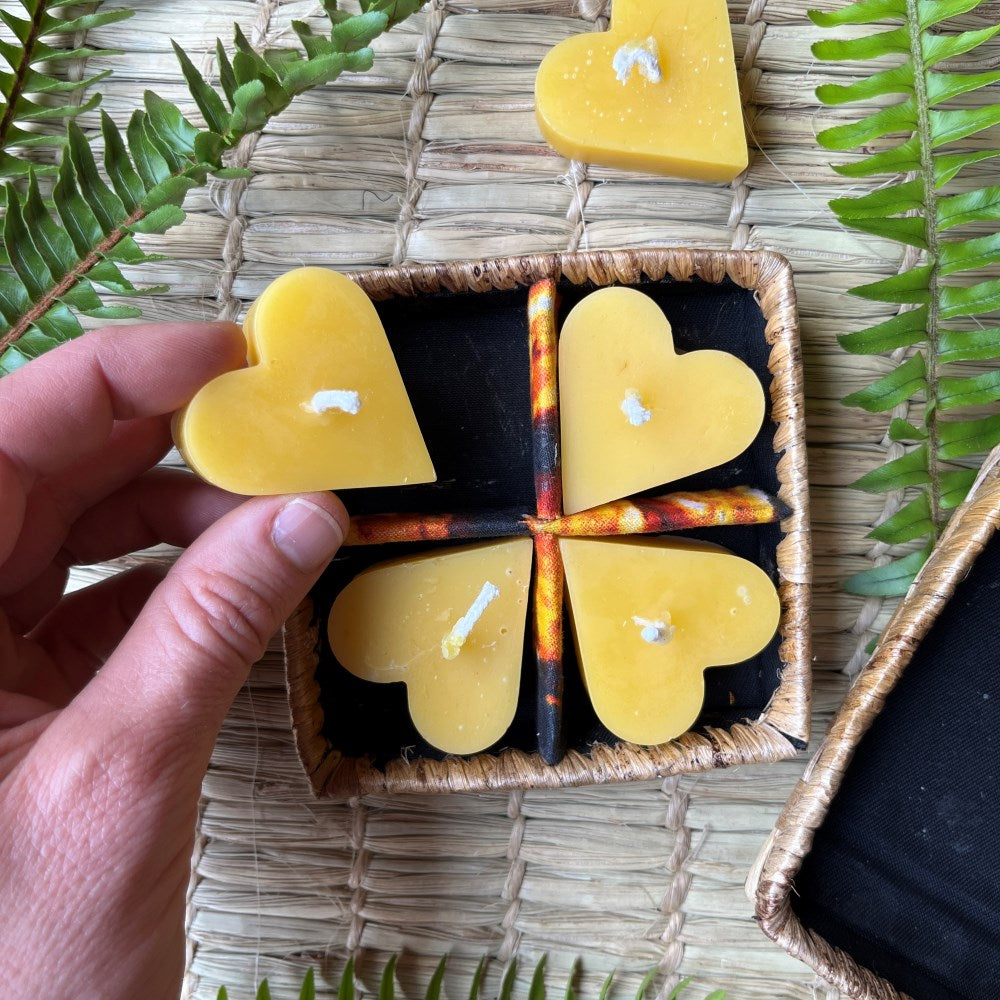 Heart Candle Set in a Banana Leaf Box