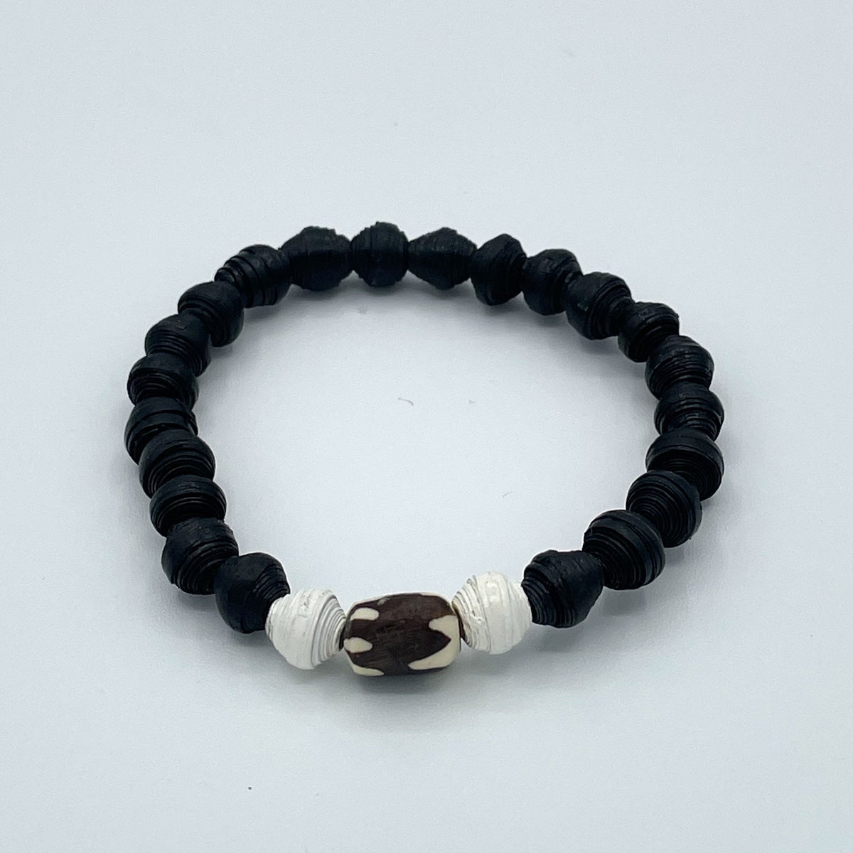 Paper Bead and bone bracelet