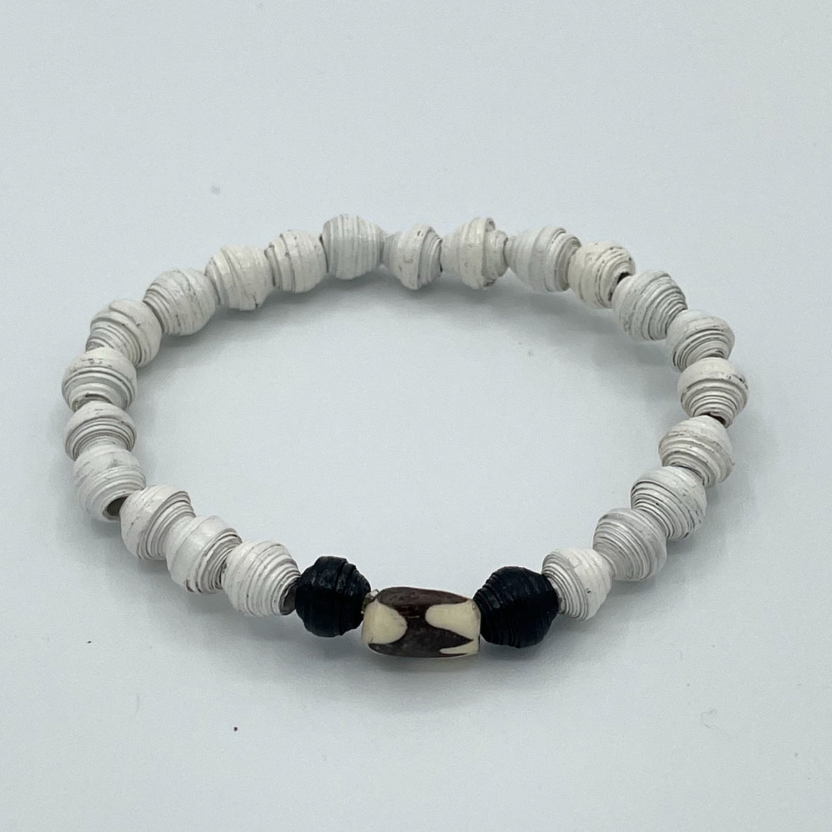 Paper Bead and bone bracelet