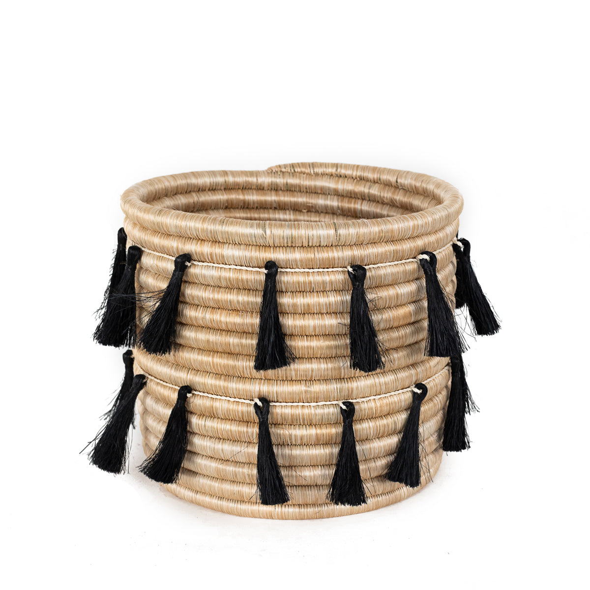 Sutton Woven Storage Basket and Onyx Tassel Set