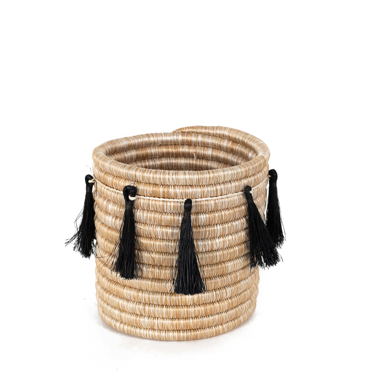 Sutton Woven Storage Basket and Onyx Tassel Set