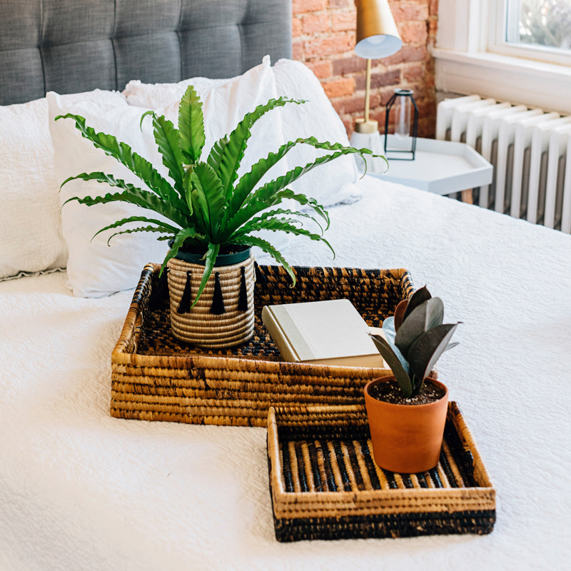 Sutton Woven Storage Basket and Onyx Tassel Set