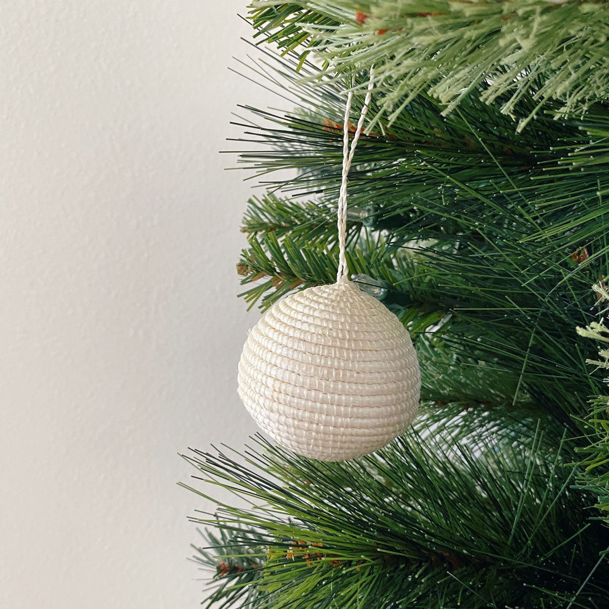 White Woven Ball Ornament
