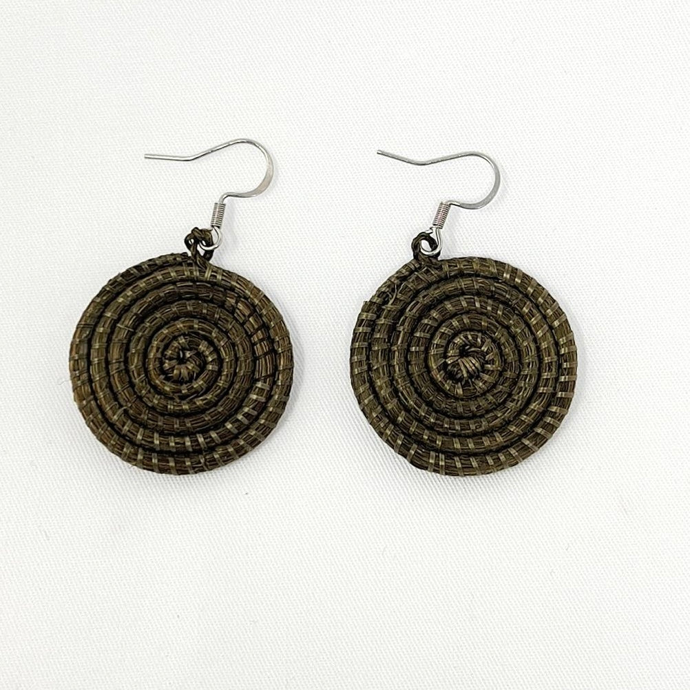 Small woven disc earrings
