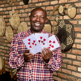 Artisan holding heart bouquet card