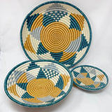 Boutique Diversiform Teal Blue Woven Bowls