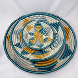 Boutique Diversiform Teal Blue Woven Bowls