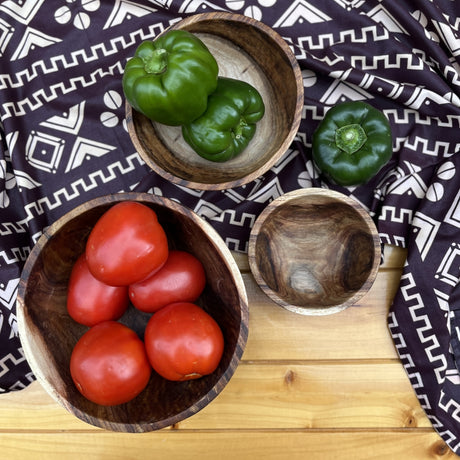 Hand Carved Drew Nesting Bowls- Acacia Wood