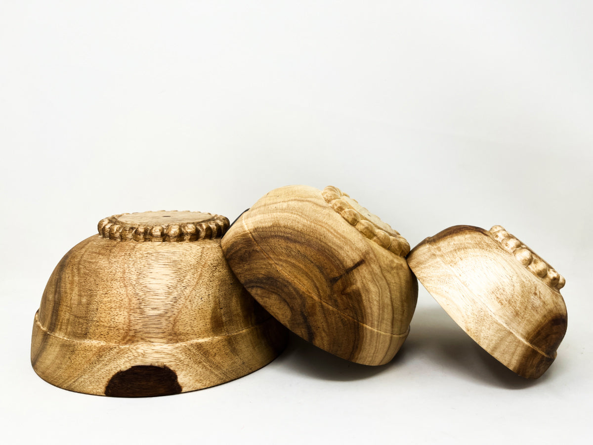 Hand Carved Drew Nesting Bowls- Acacia Wood
