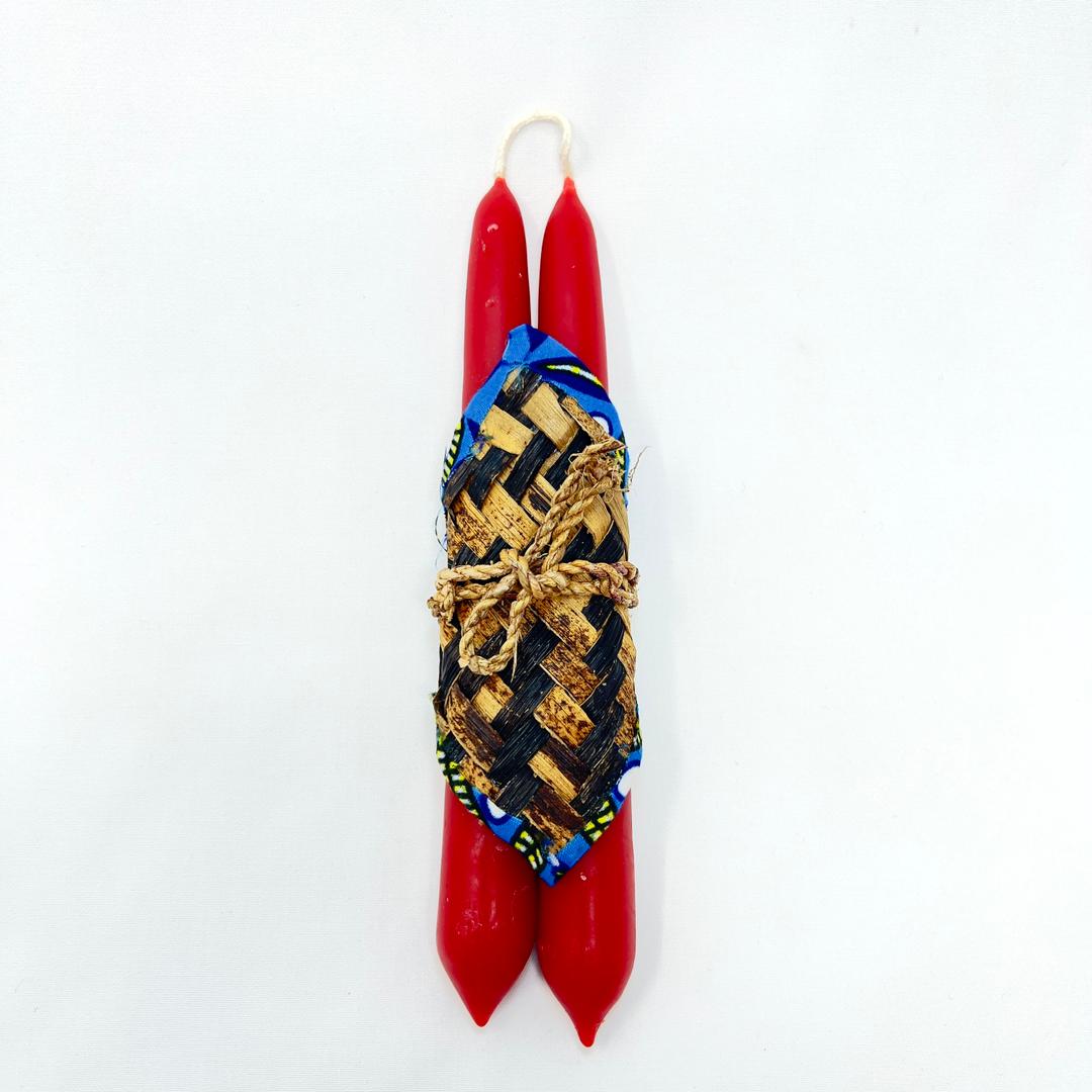 Hand-Dipped Beeswax Candle Pair - Limited Edition Red