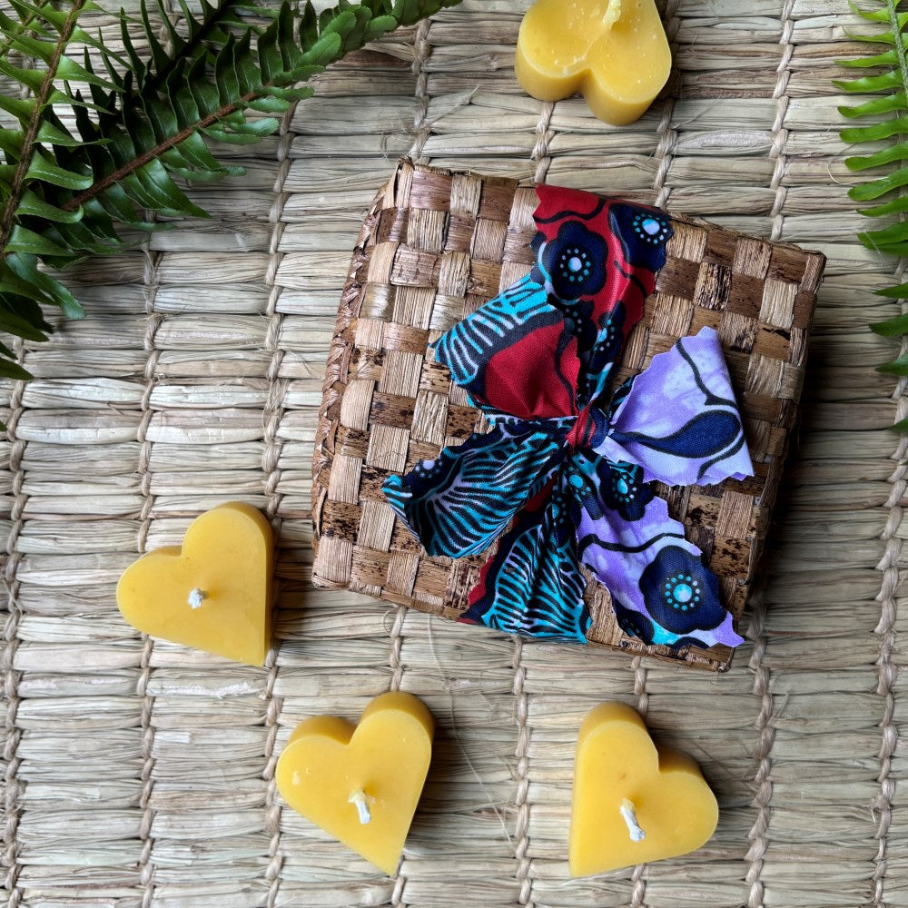 Heart Candle Set in a Banana Leaf Box