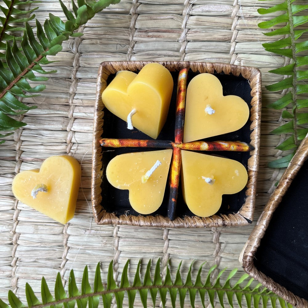 Heart Candle Set in a Banana Leaf Box
