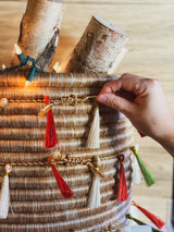 Sutton Woven Storage Basket and Holly Tassel Set