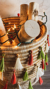 Sutton Woven Storage Basket and Holly Tassel Set