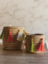 Sutton Woven Storage Basket and Holly Tassel Set