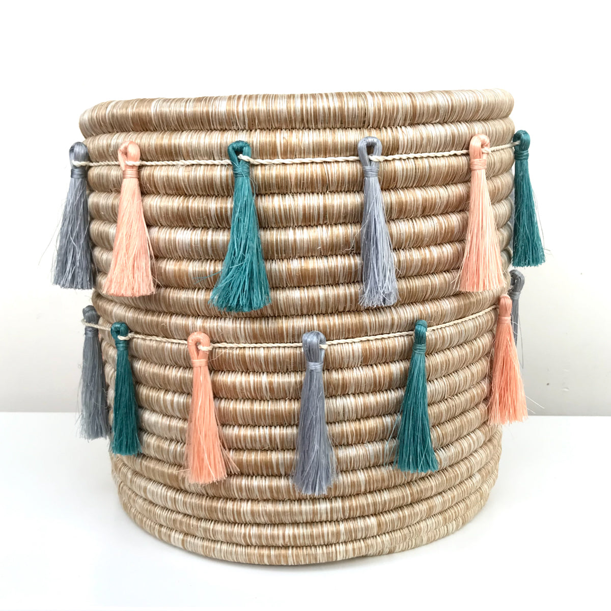 Large Sutton Basket with Two Joyful Tassel Strands