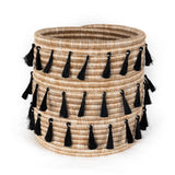 Sutton Woven Storage Basket and Onyx Tassel Set