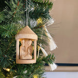 Hand-Carved Nativity Hut Ornament
