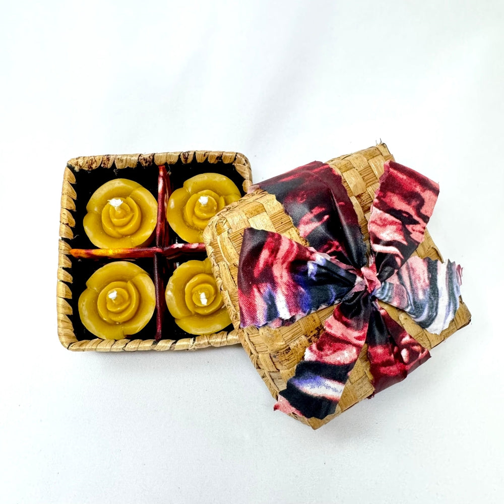 Rose Candle Set in a Banana Leaf Box