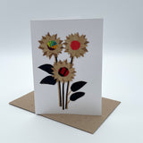 Handcrafted Banana Fiber & Kitenge Sunflower Card