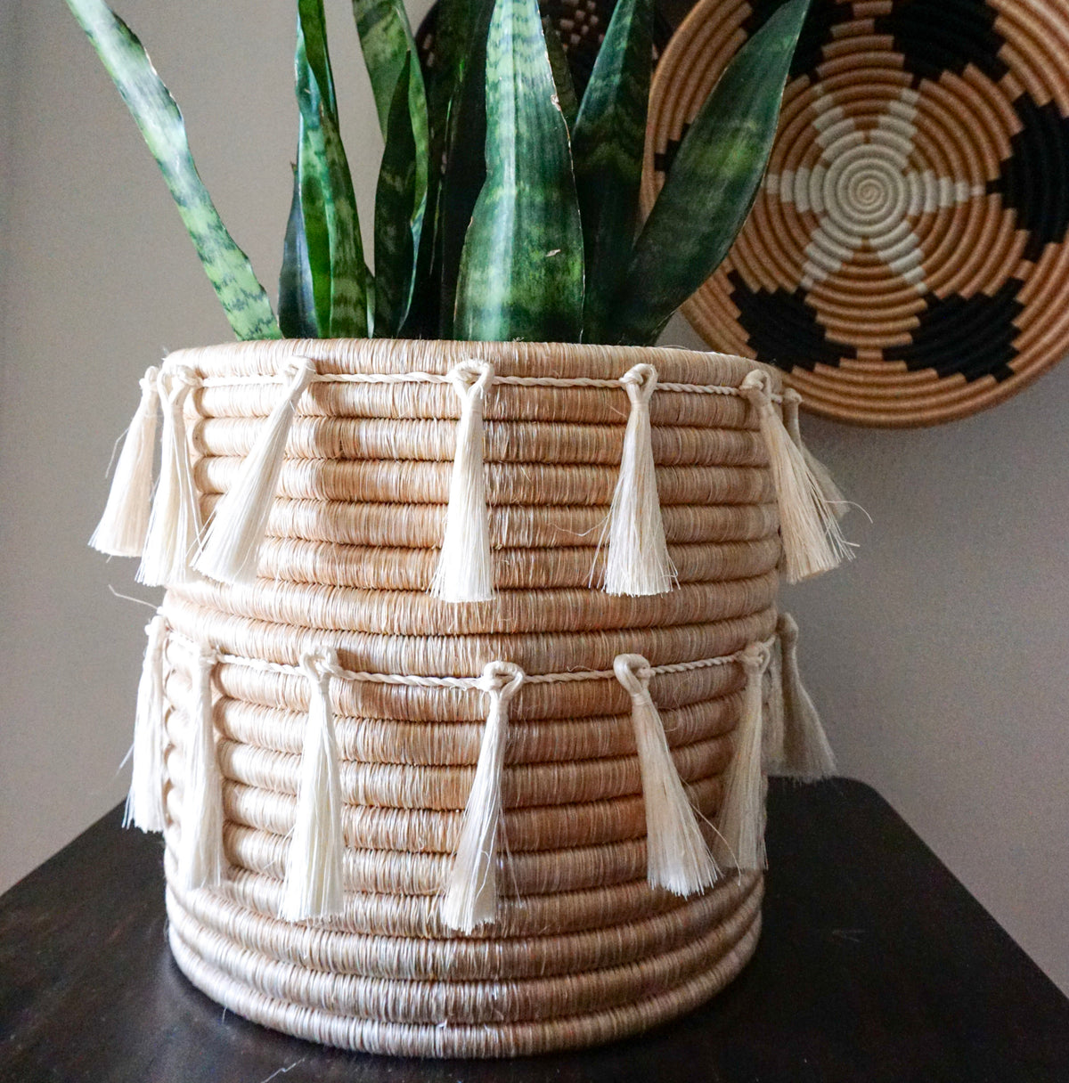 Large Sutton Basket with Two Pure Tassel Strands