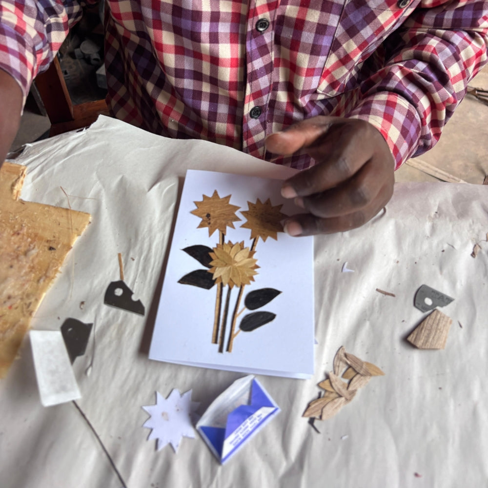 Handcrafted Banana Fiber & Kitenge Elephant Card