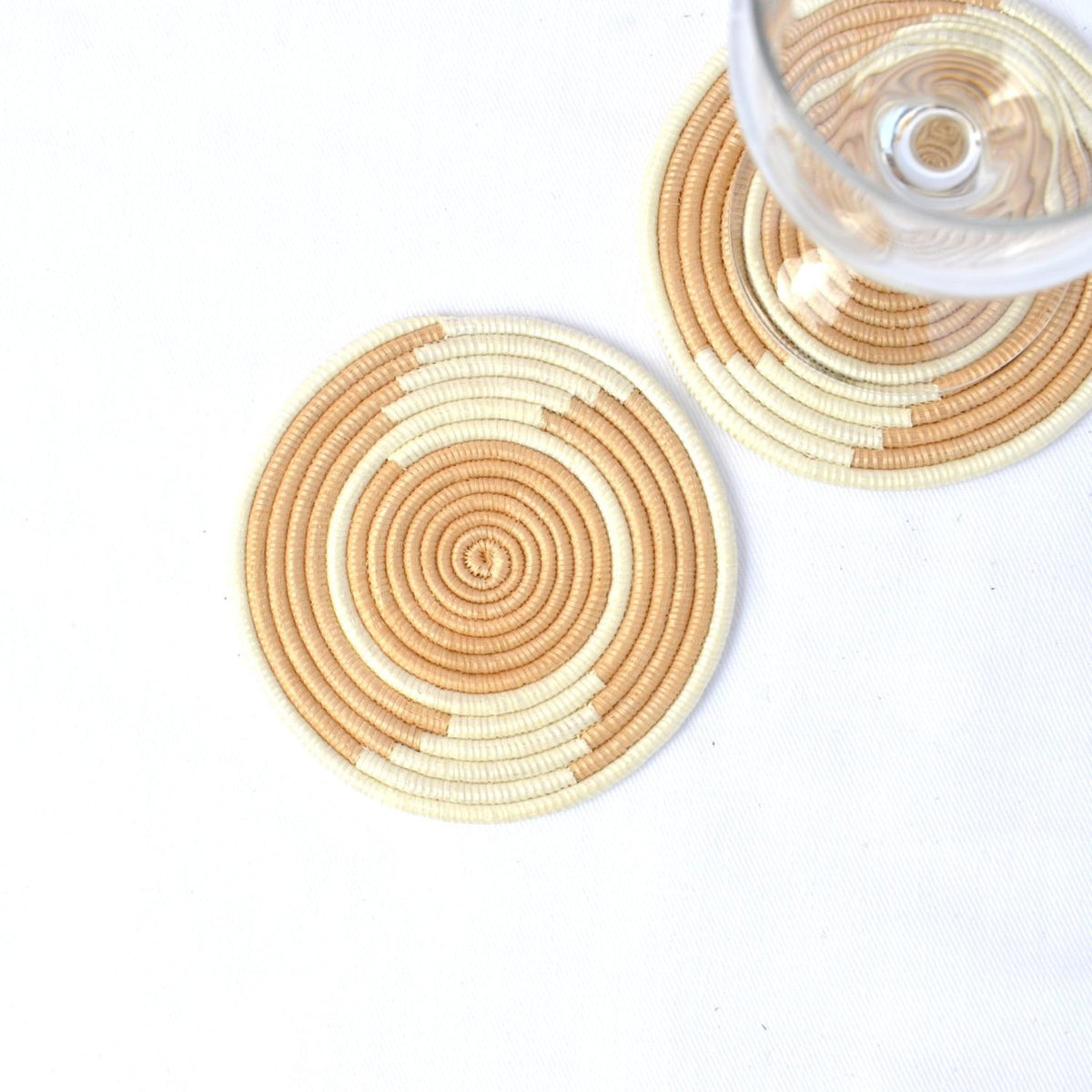 Hand Woven Coasters - Original Tea & White