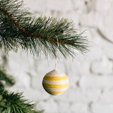 Yellow Striped Woven Ball Ornament