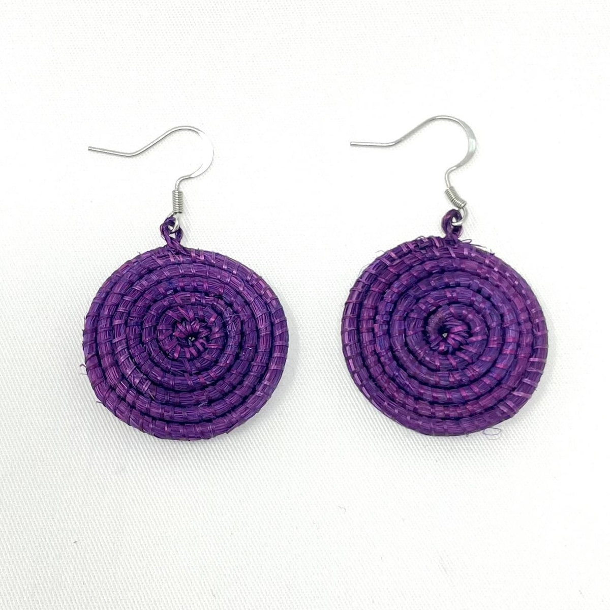 Small woven disc earrings