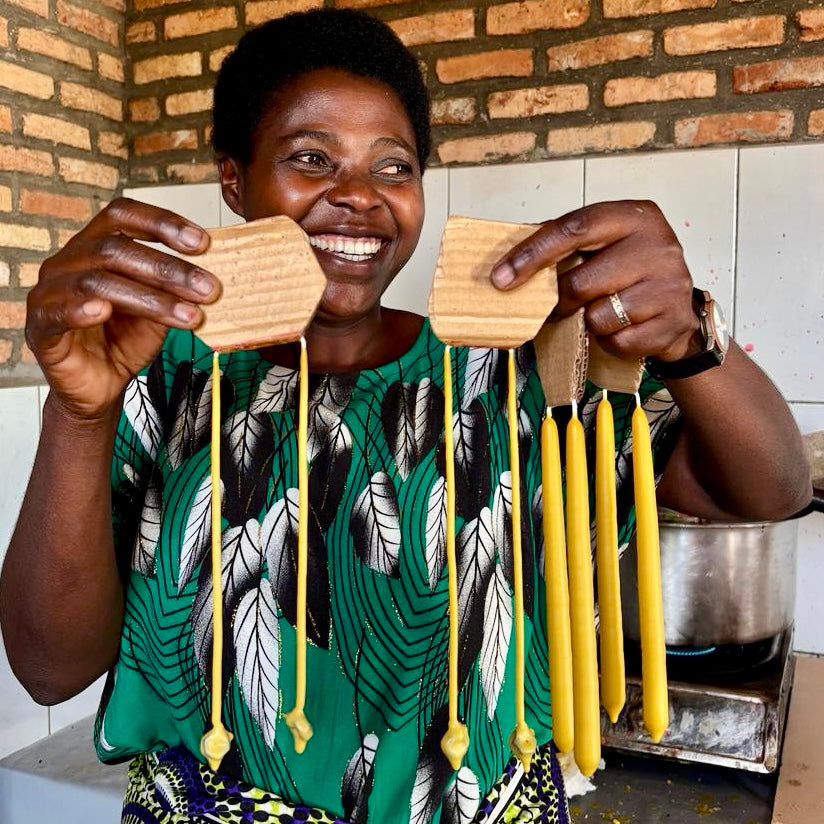 Artisan with hand dipped candles