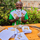 Handcrafted Banana Fiber & Kitenge Sunflower Card