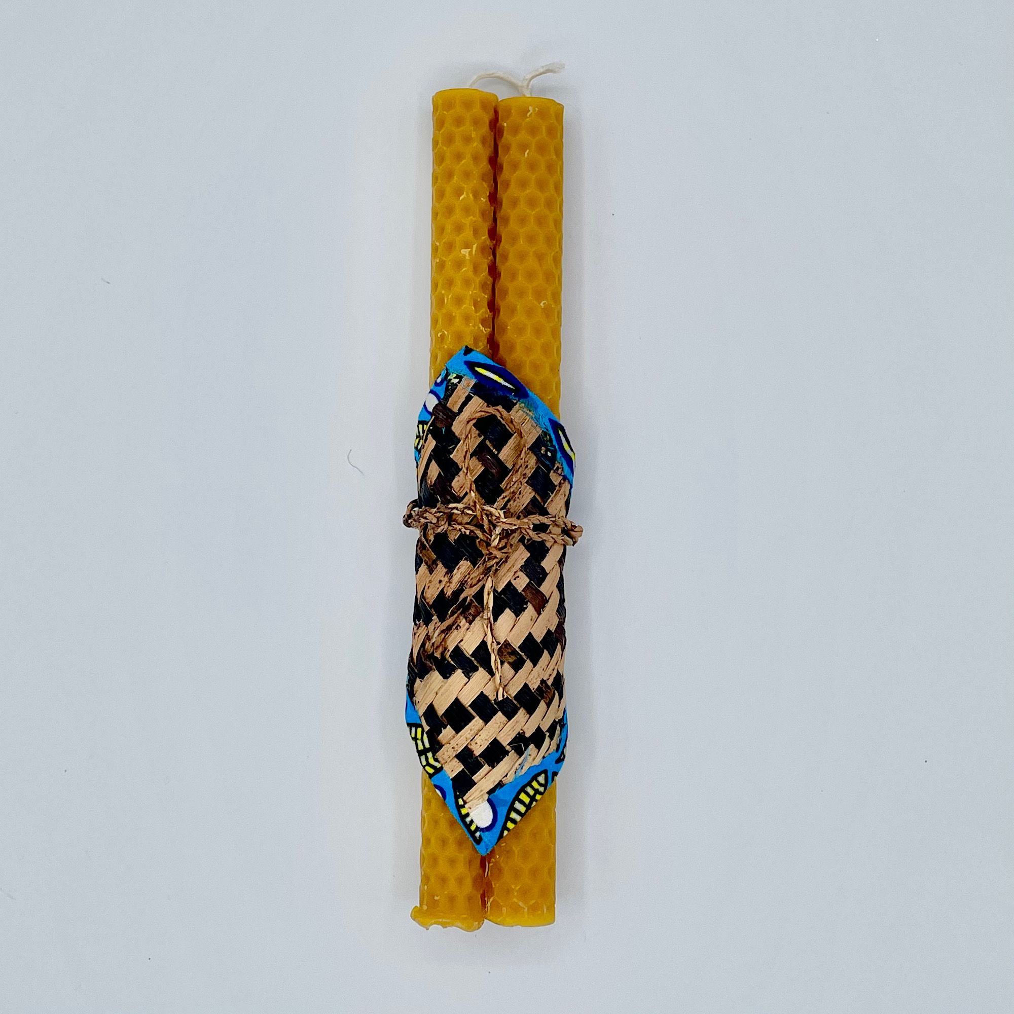 Honeycomb beeswax taper pair